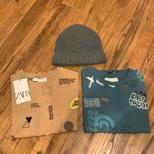 Zara bundle-2 oversized tees and hat